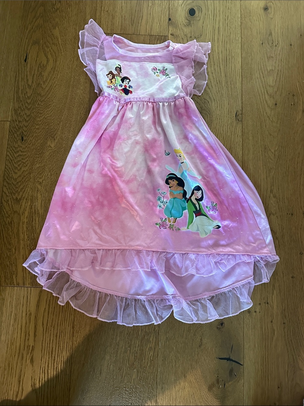 Disney Pink Princess Ruffle Dress with Princess Graphics